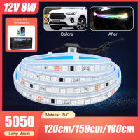 1.8เมตรที่มีความยืดหยุ่นเครื่องดูดควันรถไฟ LED แถบ DRL 12โวลต์ RGB LED กลางวันวิ่งไฟตกแต่งแสงย่างไฟหน้า APP การควบคุมระยะไกล