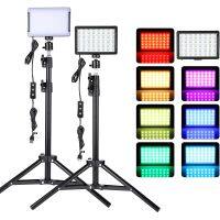 ชุดไฟถ่ายภาพกล้องถ่ายรูปแฟลชวิดีโอ Led พร้อมขาตั้งสามขากรอง RGB 4สีสำหรับการถ่ายแบบสตรีมมิ่งในสตูดิโอ