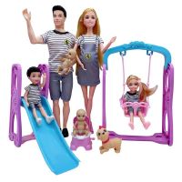 Hot Sale Kids Toys Fashion 5 Person Family Set Dogs s Miniature Dollhouse Accessories Pregnant Lady Dolls For Barbie Game