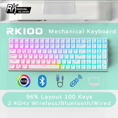 ROYAL KLUDGE RK100 Mechanical Gaming Keyboard Wireless Bluetooth/2.4Ghz/Wired RGB Hotswap Blue/Brown/Red Switch คีย์บอร์ดบลูทูธ