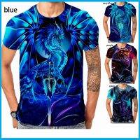 ใหม่ล่าสุดเสื้อยืดผู้ชายลาย Blue Dragon 3D คู่รัก