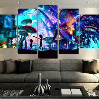 5 Piece Canvas Wall Art Fantasy Forest Anime Poster Home Decoration Living Room Picture Bedroom Image Dining Room Mural