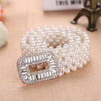 Waist Art Fashion Women 39;s Dress with RV Rhinestone Inlaid Pearls Elastic Ladies Belt Designer Belts Women High Quality