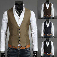 Mens Casual ชุดสูทที่เป็นทางการเสื้อกั๊ก Gilet Wedding Waistcoat Coat เสื้อแจ็คเก็ตตัวนอก