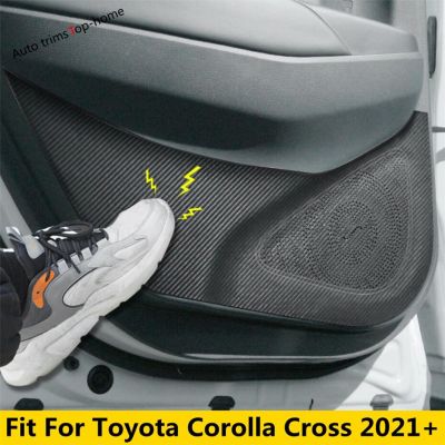 ประตูด้านในรถ Anti Kick Pad Mat ป้องกันคาร์บอนไฟเบอร์ Pu หนังสติกเกอร์สำหรับ Toyota Corolla Cross 2021 2022อุปกรณ์เสริม