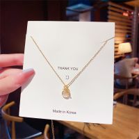 [COD] Korean version of net red bow necklace female titanium steel simple trendy brand personality design sense opal clavicle chain wholesale