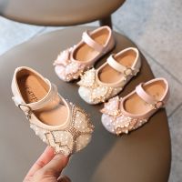 New Party Shoes For Kids Girls Childrens Pearl Rhinestones Shining Princess Shoes Baby Fashion Leather Flat Shoes For Wedding