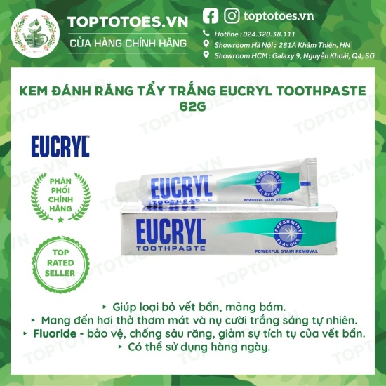 Kem đánh răng tẩy trắng eucryl toothpaste 62g nhập khẩu chính hãng 100% - ảnh sản phẩm 1