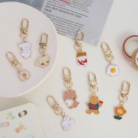 Pack of 5 Ins Style Cartoon Metal Key Chain Cute Bag Ornaments Student Key Ring Pendant Girl Key Chain Accessories Small Gift