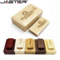 JASTER 1PCS Free Custom Logo Wooden USB Flash Drive 2.0 Pendrive Memory Stick Box 64GB 16GB 32GB laser Engraving Wedding Gifts