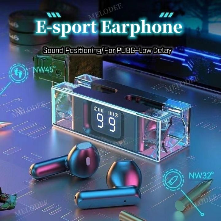 tws-bluetooth-earphone-transparent-led-display-gaming-earbuds-e90-sp28-sports-stereo-wireless-earphone-in-ear-earphones-with-hands-free-function