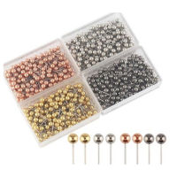 800 Pieces Map Tacks 1/8-Inch Retro Metal Beads Head Marking Push Pins, 4 Colors