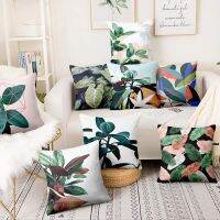 Tropical Paradise Palm Tree Painting Print Pillowcase Jungle Leaves Flax Linen Cushion Decorative Pillows Home Pillow Decoration