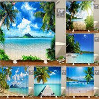 Shower Curtain Various Sunshine Beach Scenery Seaside 3D Printing Shower Curtain Polyester Waterproof Home Decor Curtain 180x180