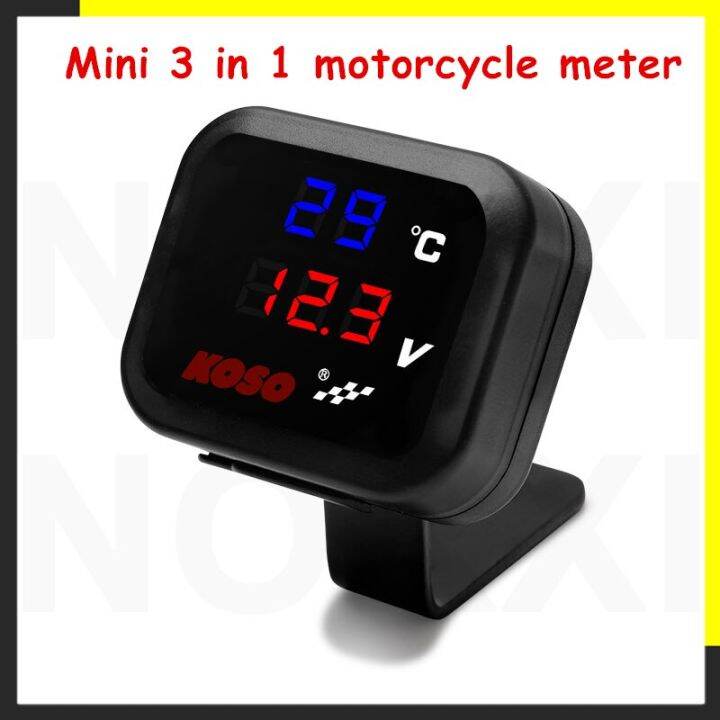 For Koso Moto Voltmeter Rcycle Digital Meter Monitor 3 In 1 With Usb