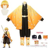 AEOZAD Anime Demon Slayer Cosplay Traje para Mulheres Kimetsu no Yaiba Agatsuma Zenitsu Kimono Uniforme Halloween Roupas de Festa Natal