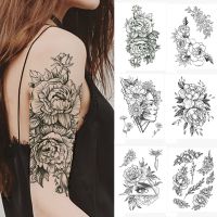 Sexy Flower Temporary Tattoo Women Body Art Painting Arm Leg Waterproof Tattoo Sticker Realistic Fake Black Rose Tattoo Hot Sale