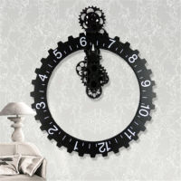 Modern Home Decor Mechanical Large Art Gear QUARTZ 3D Wall CLOCK Antique VINTAGE Wall CLOCK Living Room Decoration Wall CLOCK