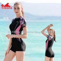 ♣ Yingfa Women Sharkskin Knee-length Training Swimwear Competition Leg Suit Female One Piece Swimsuit Girls Sport Swim Suits Professional Racing Suit