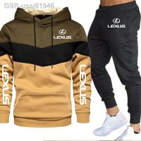 สไตล์ตามท้องถนน Primavera Outono Dos Homens Costura Hoodie Lexus Algodão Impressão Do Logotipo Carro Camisola De Alta Qualidade Calas Moletom Conjunto 2 Peças