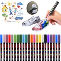 19สี Design Art Marker แปรงทาสีอะคริลิคปากกา Rock ภาพวาดหินเซรามิค Glas ผ้าใบไม้ DIY Graffiti Drawing Supplie