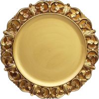 13" Gold Charger plate Dinner Plates with Embossed Edges Suitable for Parties Weddings Holidays