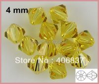 Free Shipping! 720pcs/Lot   AAA Chinese Top Quality 4mm Citrine Crystal Bicone Beads Beads