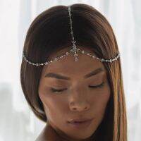 【hot】❉⊙  Stonefans Boho Bridal Wedding Chain Exquisite Forehead Headband Hair Jewelry for Headpiece