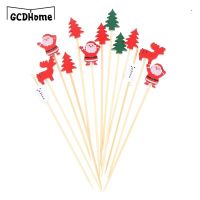 100pc Santa Claus elk Food Christma Picks Dessert Buffet Fruit Salad Fork Cake Muffin Party Vegetable Sticks Cocktail Toothpick