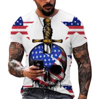 2023 Fashion Amercian Flag 3D Men Oversized T-Shirt Summer O-Neck Short Sleeve Sports Fitness Shirt Loose Breathable Streetwear Top