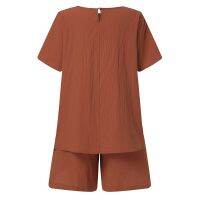 ZANZEA Women Casual Loose Solid color Shirt Tops +Shorts Pants Suit Set