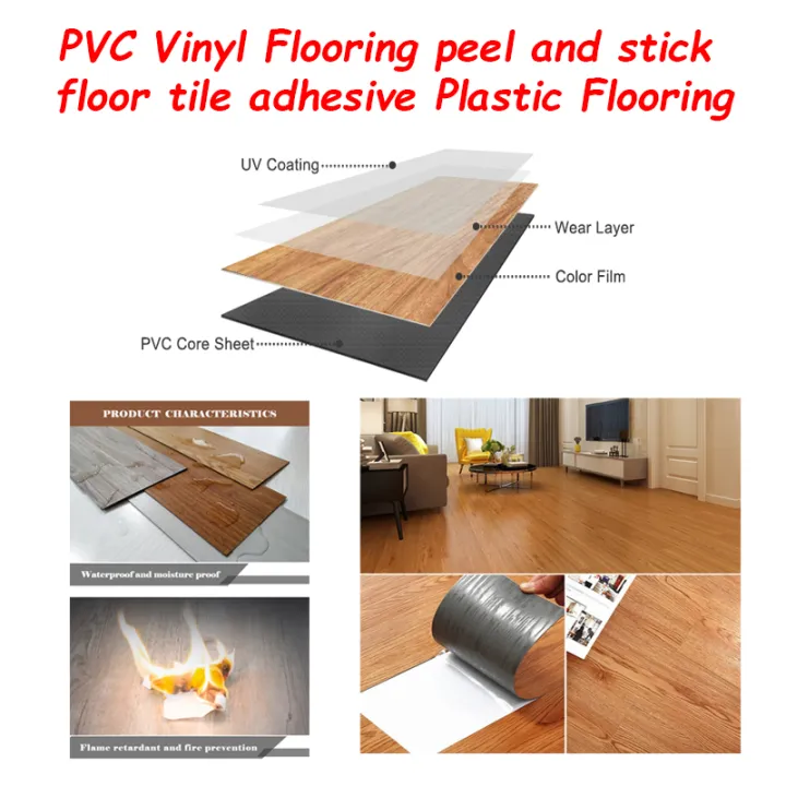 PVC Vinyl Flooring peel and stick floor tile adhesive Plastic Flooring
