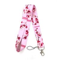 Cherry blossoms Fashion simple keychain mobile phone neck lanyard key ID card mobile phone USB key lanyard