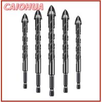 CAIOHUA 5PCS 5ชิ้นค่ะ เครื่องมือสว่านไฟฟ้า ที่เปิดรู 5/6/8/10/12มม. ชุดดอกสว่าน4ขอบ มัลติฟังก์ชั่ โลหะผสมอัลลอยด์ ชุดดอกสว่านเจาะปูน กระเบื้องคอนกรีตกระเบื้อง