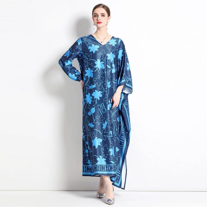 womens-dress-fashionable-new-style-loose-fitting-large-piece-printed-maxi-dress