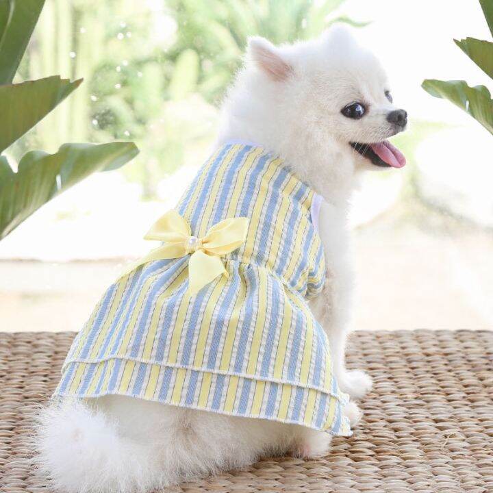 Puppy vertical striped butterfly skirt summer Pet dog skirt princess ...