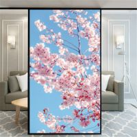 Privacy Window Film Static Cling No Glue Decorative Cherry Blossoms Window Treatments Window Coverings Glass Window Sticker Window Sticker and Films