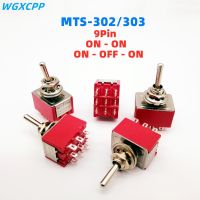 1/4 PCS 9Pin Toggle Switches Red 2/3 Position ON-OFF/ON-OFF-ON DPDT Mini Switch 6A/125V-3A/250V AC MTS-302 Push Button Switche