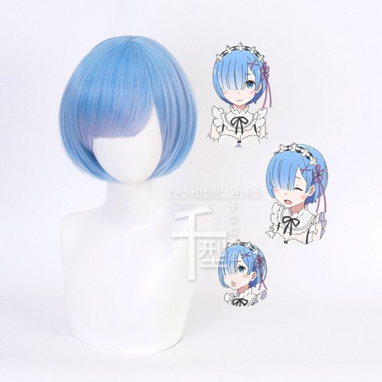 Re life in a different world from zero rem cosplay wig anime phụ nữ ram - ảnh sản phẩm 1