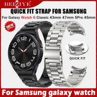 No Gaps Quick Fit วัสดุ สแตนเลสสตีล สายนาฬิกา For Samsung Galaxy Watch 6 Classic 43mm 47mm สาย Watch 6 5 4 40mm 44mm สาย นาฬิกา สมาร์ทวอทช์ For Watch 5 Pro 45mm สายนาฬิกาข้อมือสำหรับ