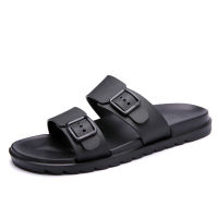 2021new Summer Mens PU Leather Mule Clogs Slippers Lightweight Breathable Soft Two Buckle Slides Footwear For Men