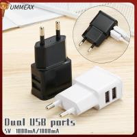 UMMEAX สำหรับ iPhone สำหรับ Android ปลั๊ก EU อะแดปเตอร์ชาร์จไฟสำหรับเดินทาง เต้ารับไฟฟ้า ที่ชาร์จโทรศัพท์มือถือ อะแดปเตอร์ USB คู่ ปลั๊กชาร์จ