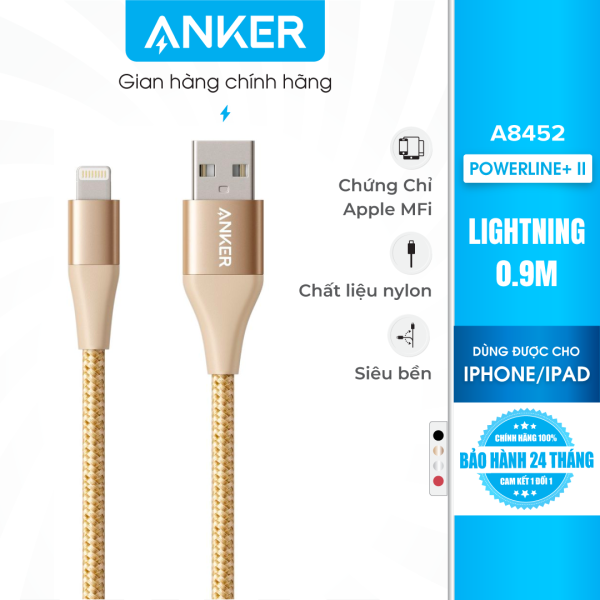 Cáp sạc thế hệ 2 Anker PowerLine+ II Lightning dài 0.9m A8452H