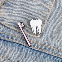 【YF】☁◇✶  Brooches Toothbrush Teeth Enamel Pins Denim Lapel Pin Cartoon Badge Fashion Jewelry Gifts Kids Children