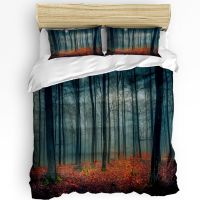 Autumn Theme Forest Printed Comfort Duvet Cover Pillow Case Home Textile Quilt Cover Boy Kid Teen Girl Luxury 3pcs Bedding Set