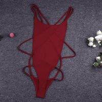 y Strappy BacklessWomen Solid Color Monokini Swimwear Bodysuit