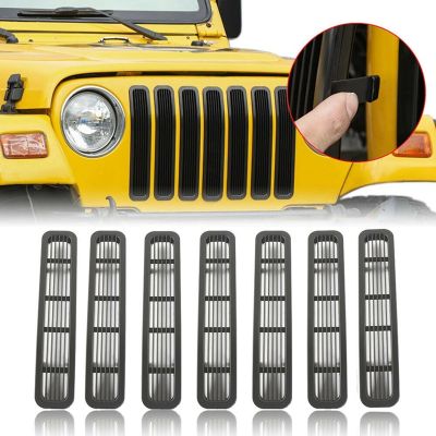 7Pcs Honeycomb Front Grille Car Mesh Air Intake Grille for Jeep Wrangler TJ &amp; Unlimited 1997-2006