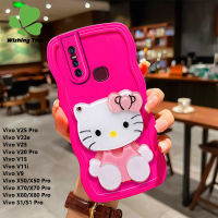 สำหรับ Vivo V25โปร V23e เคสโทรศัพท์ V23โปร V20 V15 V11i V9 X50โปร X70โปร X80โปร S1โปรการ์ตูนเครื่องสำอางน่ารักกระจกเคส Hello Kitty