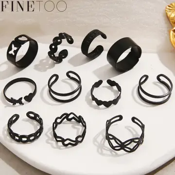Platinum Engagement Ring for Women with Black Diamond SJ PTO 516-Black-vachngandaiphat.com.vn