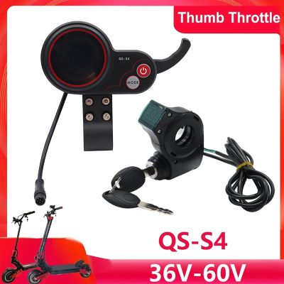 QS-S4 36V-60V Thumb Throttle LCD Display+Lgnition Lock Key Long Cable for Zero 8 9 10 8X 10X Electric Scooter 6PIN E-Scooter Accessories Supplies Parts